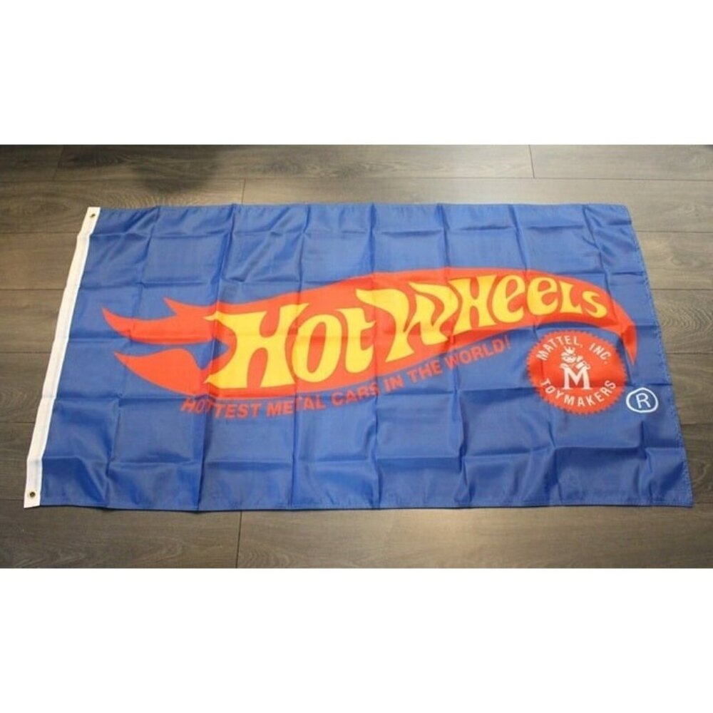 Hot Wheels Banner Flag 3x5 Garage Man Cave Motorsports Racing Toy Car Play Room - Picture 2 of 3